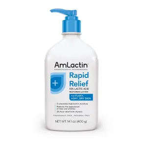 AmLactin Rapid Relief Restoring Body Lotion With Ceramides, Moisturizing Lotion for Dry Skin - 14.1 Oz Pump Bottle (Packaging may vary) 14.1 Ounce (Pack of 1)
