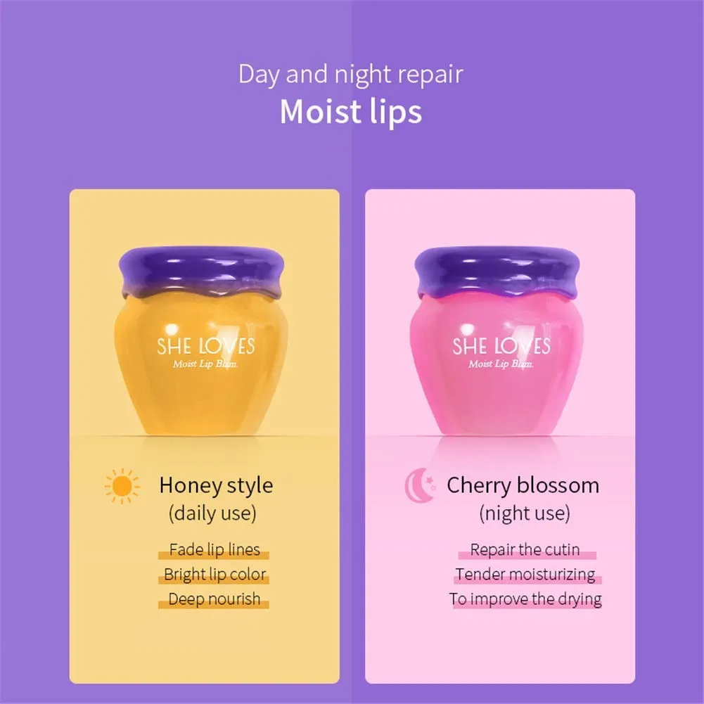 ANMANSY Lip Mask,Honey&Sakura Day and Night Repair Lip Sleeping Masks Honey Lip Balm, Fade Lip Lines Bee Balm Lip Balm, Hydrating &Prevention Dry and Crack Lip Scrubs Exfoliator (day and night)