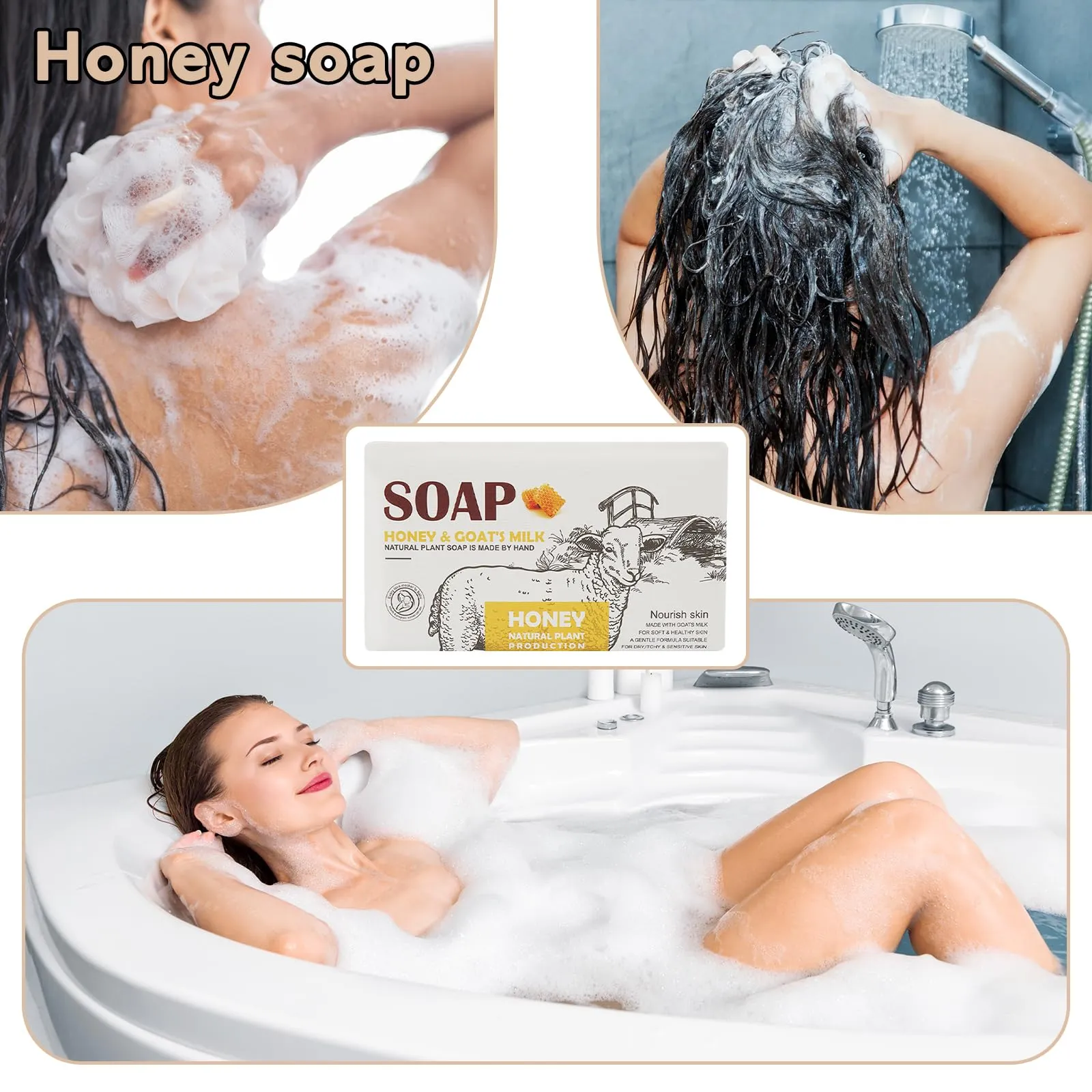 Ashena 2Pcs Goat Milk Soap Bar Moisturizing Natural Soap Bar for Face Body Cleansing Palm oil Body Wash Hand Soap Natural Soap Bar Gift Set (8.8 Oz, Honey)