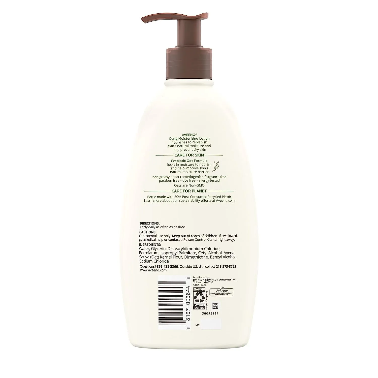 Aveeno Daily Moisturizer, Body Lotion, For Dry Skin, Prebiotic Oat Fragrance Free, 18 fl. oz, Pack of 1 18 Fl Oz (Pack of 1)
