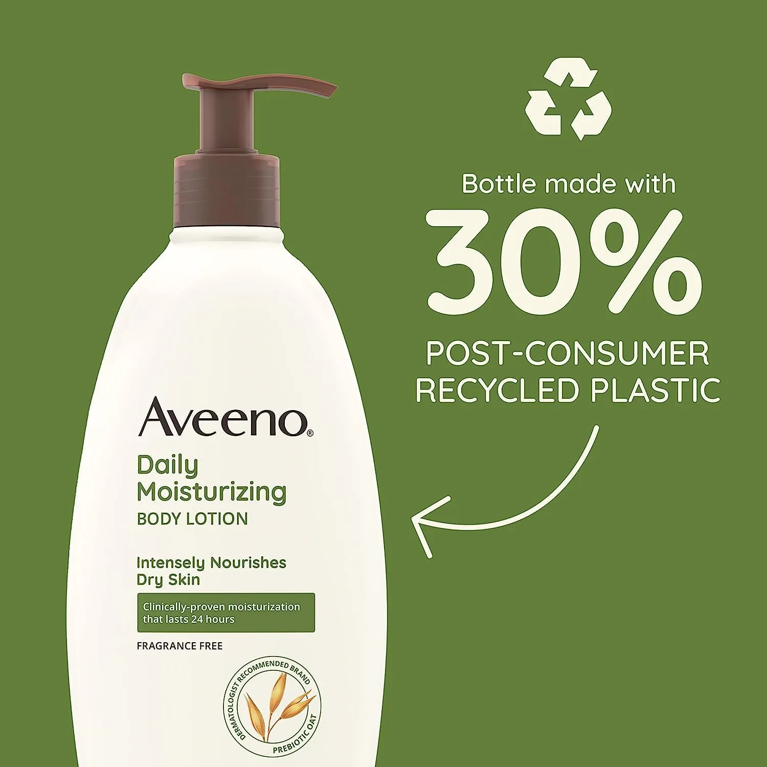 Aveeno Daily Moisturizer, Body Lotion, For Dry Skin, Prebiotic Oat Fragrance Free, 18 fl. oz, Pack of 1 18 Fl Oz (Pack of 1)