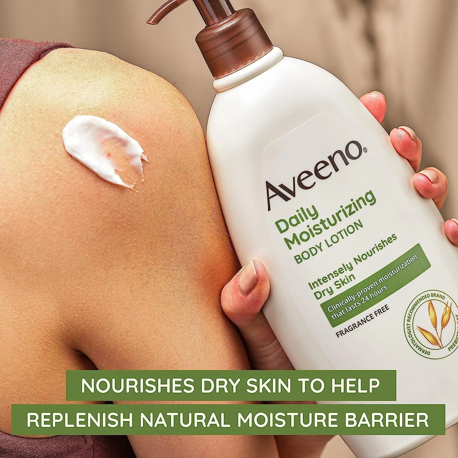 Aveeno Daily Moisturizer, Body Lotion, For Dry Skin, Prebiotic Oat Fragrance Free, 18 fl. oz, Pack of 1 18 Fl Oz (Pack of 1)