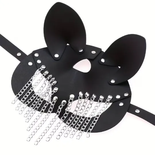 BAD KITTY Fringe Vegan Leather Cat Mask