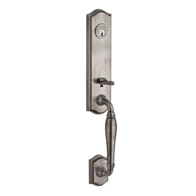 Baldwin Reserve DCNEWXELLTAR003 Double Cylinder New Hampshire Handleset with Ellipse Knob Traditional Arch Rose with 6AL Latch and Dual Strike Lifetime Brass Finish