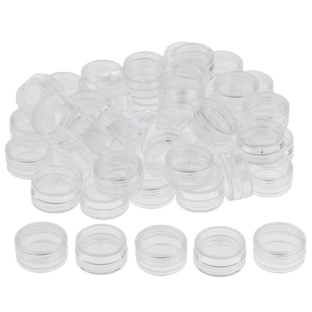 barenx 50Pcs Round Makeup Container Loose Powder Lotion Box DIY Case with Lid Suit for Home or Beauty Salon - 5g
