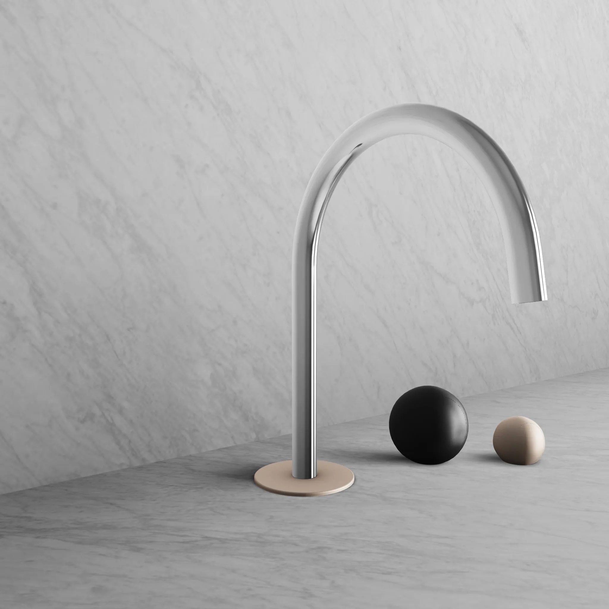 BARiL B35-8100-00L-CH-050 Wall-Mounted Lavatory Faucet Spout With Deck Mounted Handles