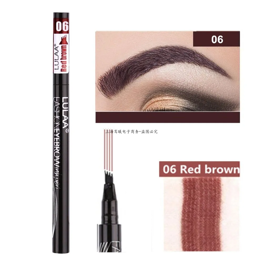 Beauty 5 Colors Eyebrow Pen Waterproof 4 Fork Tip Eyebrow Tattoo Pencil