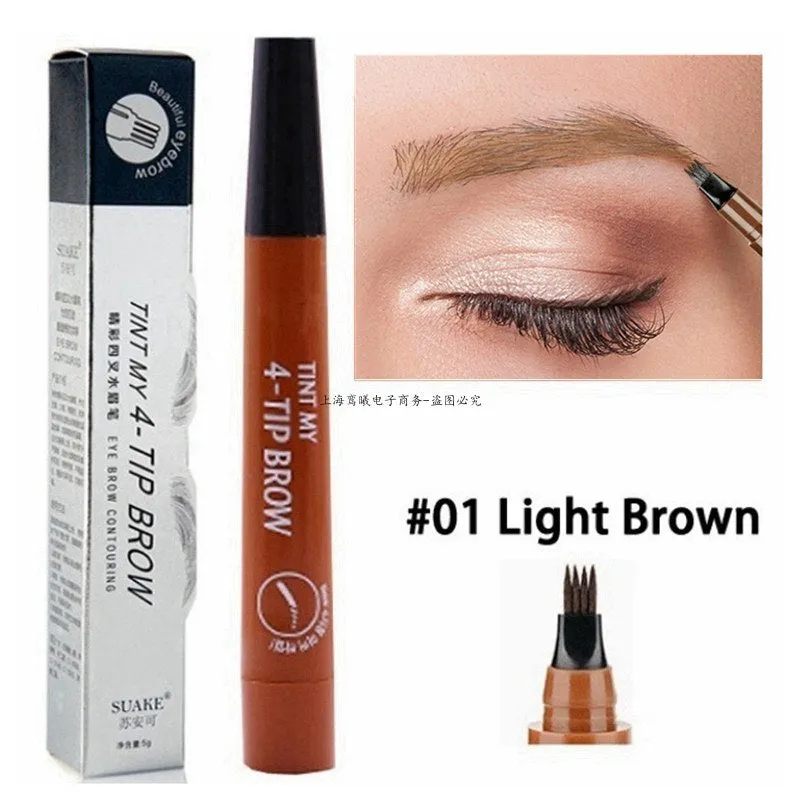 Beauty 5 Colors Eyebrow Pen Waterproof 4 Fork Tip Eyebrow Tattoo Pencil