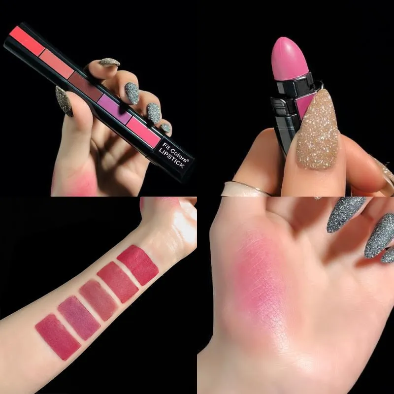 Beauty 5 In 1 Matte Lipstick Kit Waterproof Nude Combination