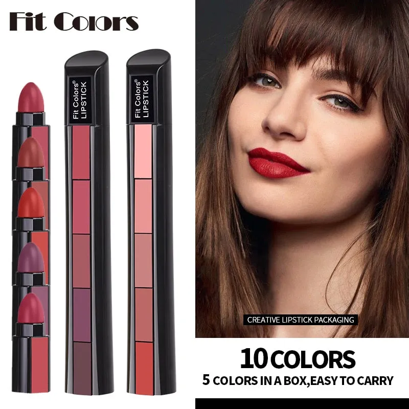 Beauty 5 In 1 Matte Lipstick Kit Waterproof Nude Combination
