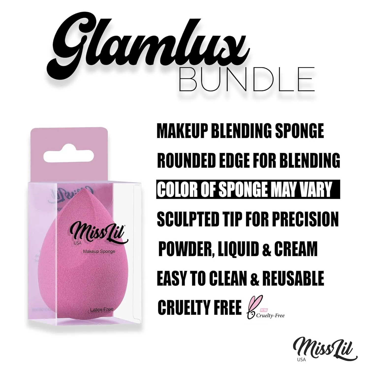 Beauty Bundle Hello Kitty by Sanrio Lash Luv Serum Mascara W/Biotin for Growth, Beauty Creations Lash Shampoo for Falsies & Extensions with Brush & Beauty Blender Makeup Sponge