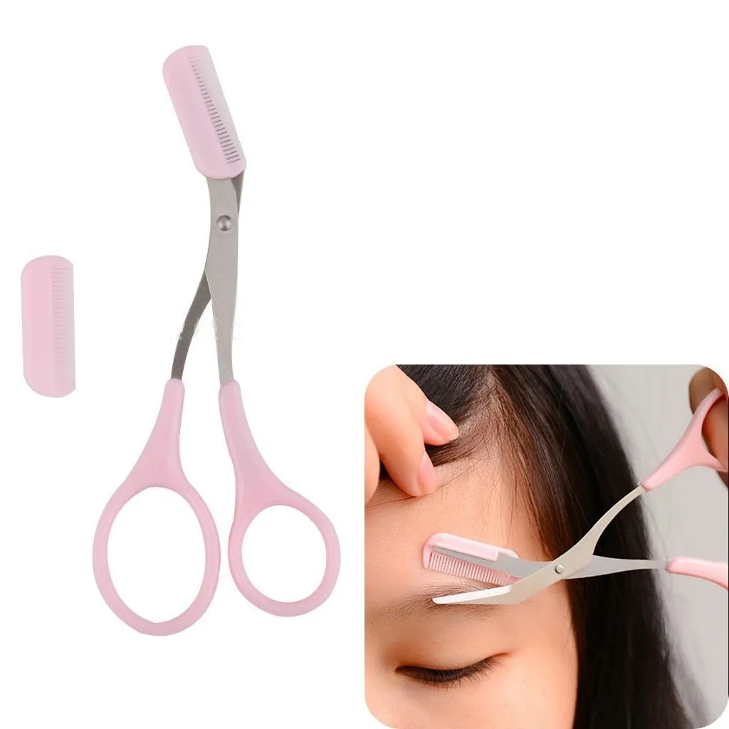 BeeSpring Women Eyebrow Trimmer Comb Eyelash Hair Scissors Cutter Remover Makeup Tool