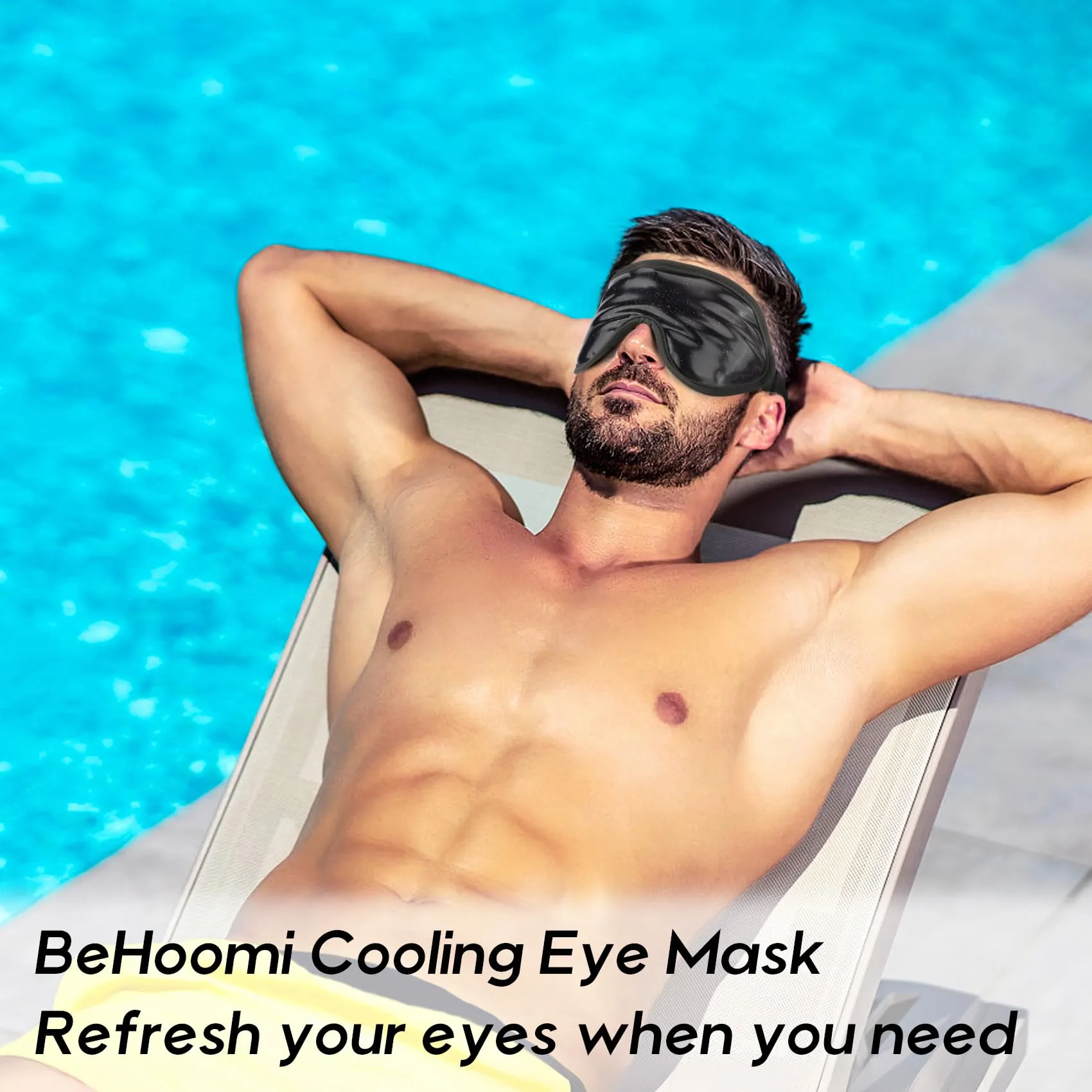 BeHoomi Cooling Eye Mask, Gel Eye Mask Cold Compress for Eyes, Reusable Eye Ice Pack, Cool Relaxation, Comfort Snug Fit, No Freeze, Eye Cover Ice Mask for Home, Office, 2PCS, Black & Purple