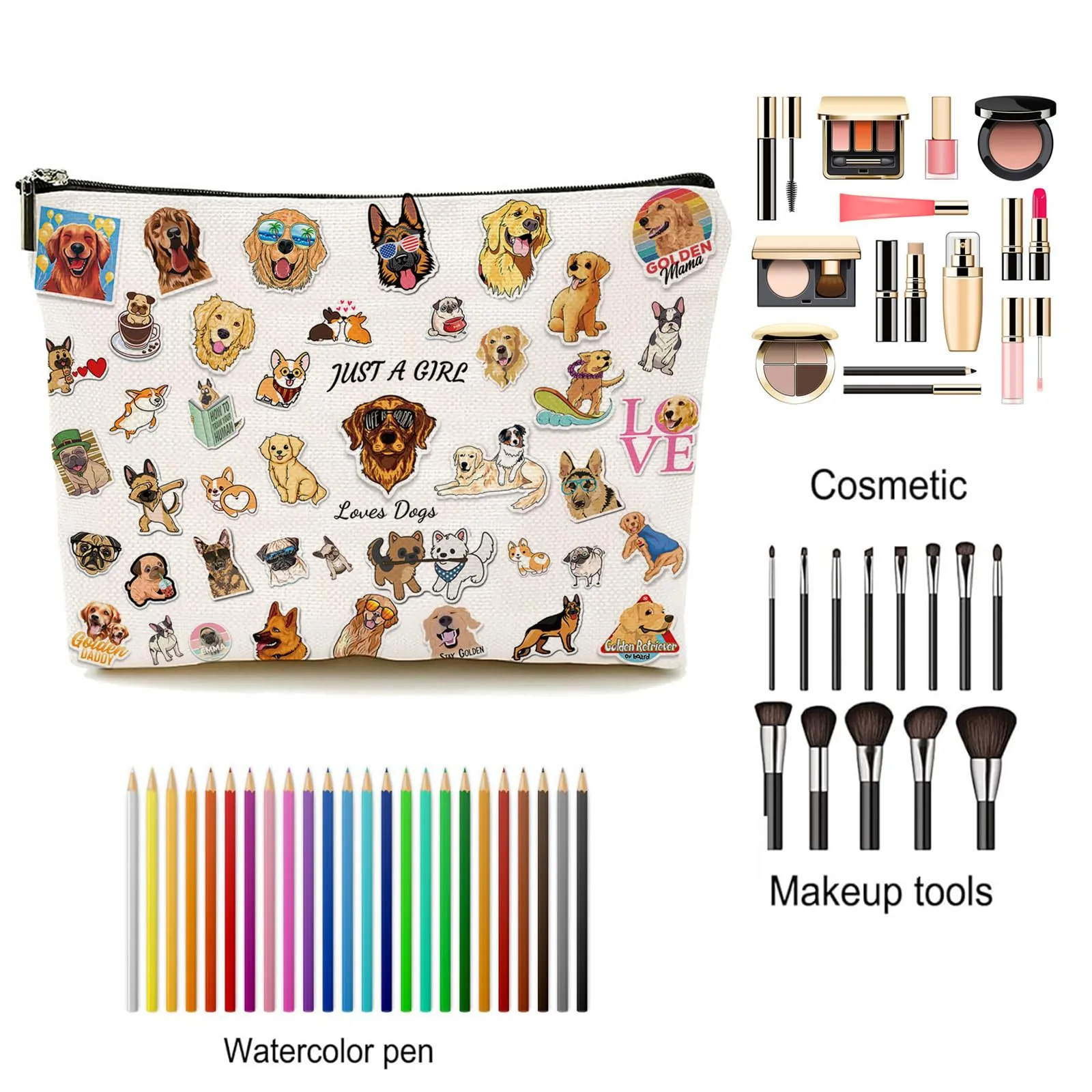 BEMIRL Dog Makeup Bags, Dog Gifts for Teen Girl Gift Ideas, Funny Dog Lover Gifts for Girls Christmas Birthday Gifts for Teenage Girls, Friends, Sister, Daughter, Women