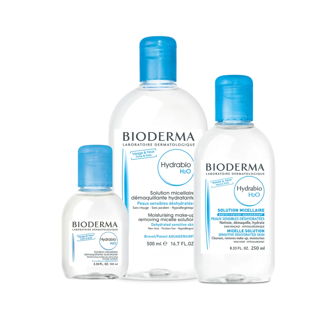 Bioderma Hydrabio H2O Micellar Water, Cleansing and Make-Up Removing Solution.