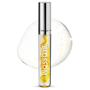 Blossom Moisturizing and Hydrating Shimmer Sparkle Lip Oil with Olive Oil   Grape Seed Oil, Infused with Real Flowers, 3g, Mango