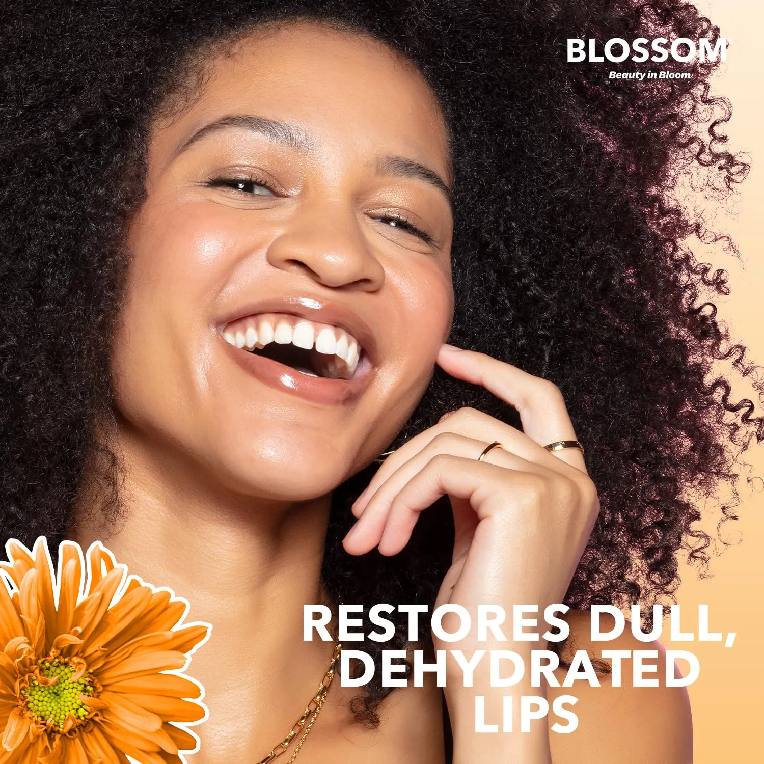 Blossom Moisturizing and Hydrating Shimmer Sparkle Lip Oil with Olive Oil   Grape Seed Oil, Infused with Real Flowers, 3g, Mango