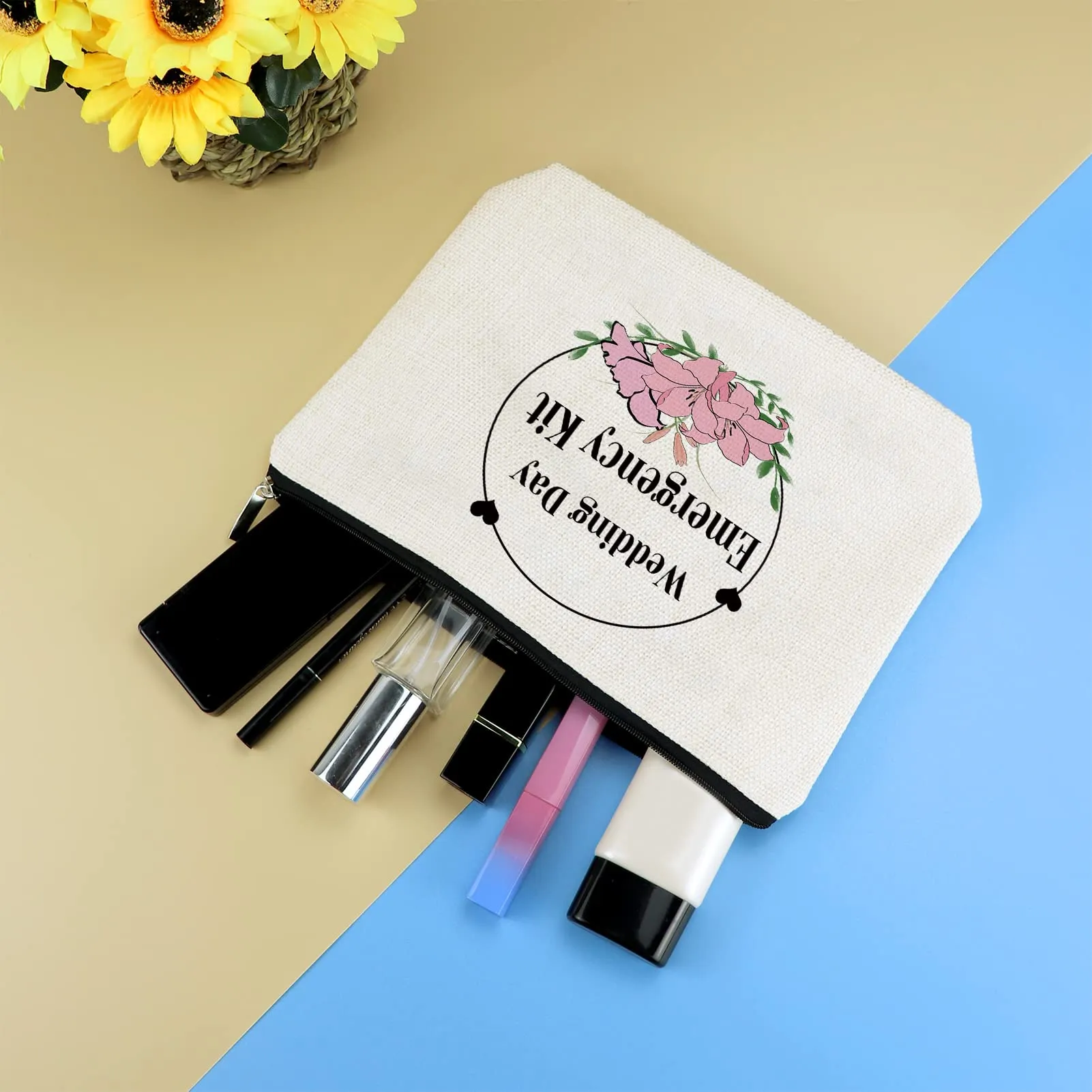Bridal Bridesmaid Gifts Wedding Day Emergency Kit Makeup Bag Bridal Shower Gifts Bridal Party Gifts Cosmetic Bag Bride To Be Gift Maid of Honor Gifts Wedding Party Gifts Travel Cosmetic Pouch