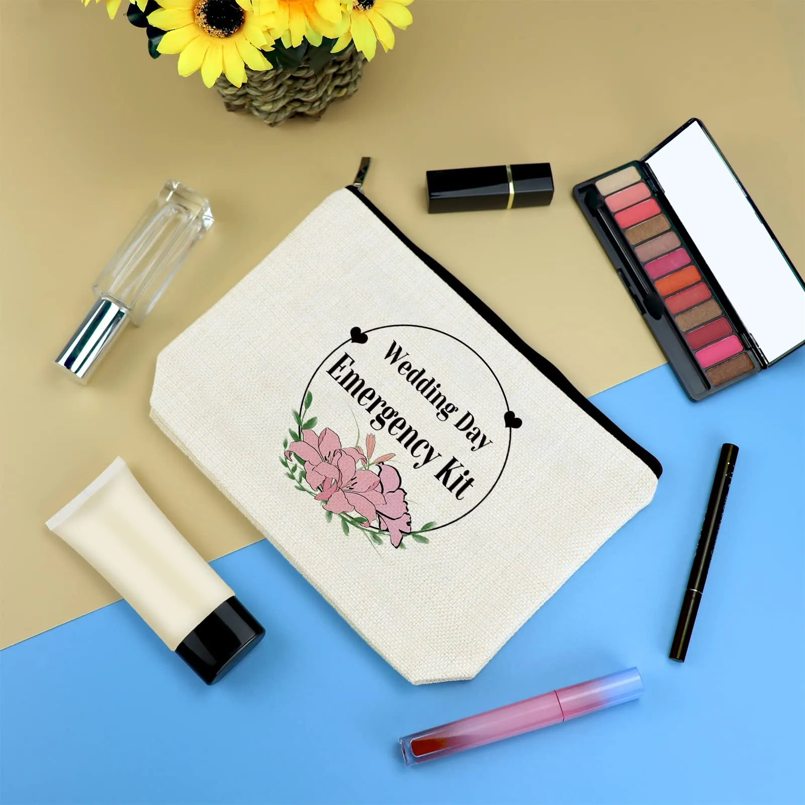 Bridal Bridesmaid Gifts Wedding Day Emergency Kit Makeup Bag Bridal Shower Gifts Bridal Party Gifts Cosmetic Bag Bride To Be Gift Maid of Honor Gifts Wedding Party Gifts Travel Cosmetic Pouch