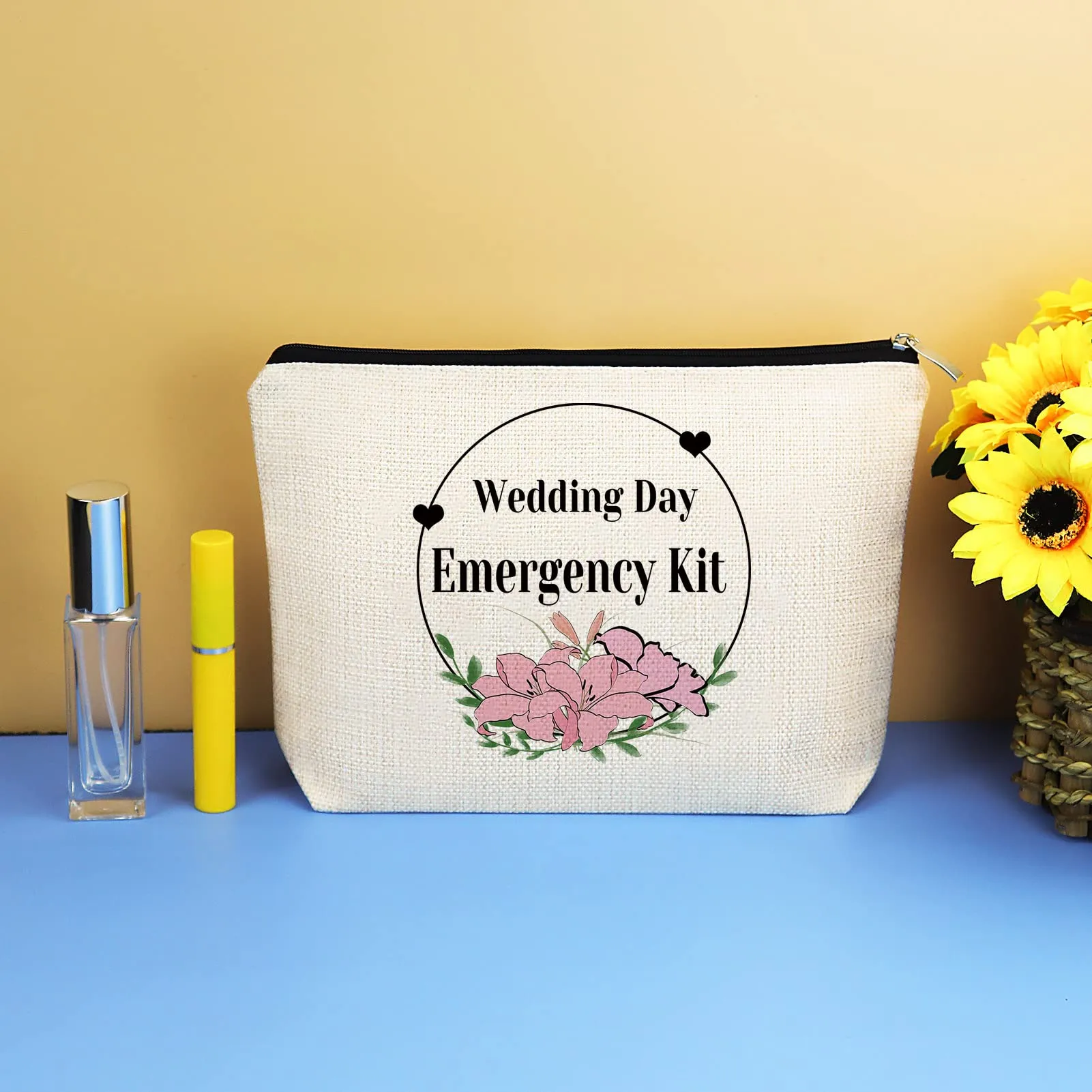 Bridal Bridesmaid Gifts Wedding Day Emergency Kit Makeup Bag Bridal Shower Gifts Bridal Party Gifts Cosmetic Bag Bride To Be Gift Maid of Honor Gifts Wedding Party Gifts Travel Cosmetic Pouch