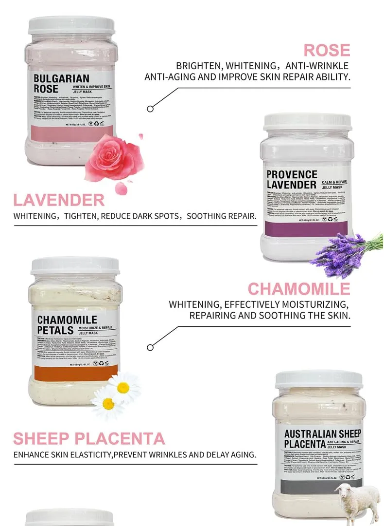 BUFF. BEAUTY Chamomile Petals Facial Peel Off Jelly Mask, Bikini, Underarms Area Peel Mask - 30 Different Flavors - Home andProfessional Size 23oz, mascarillas para la cara facial