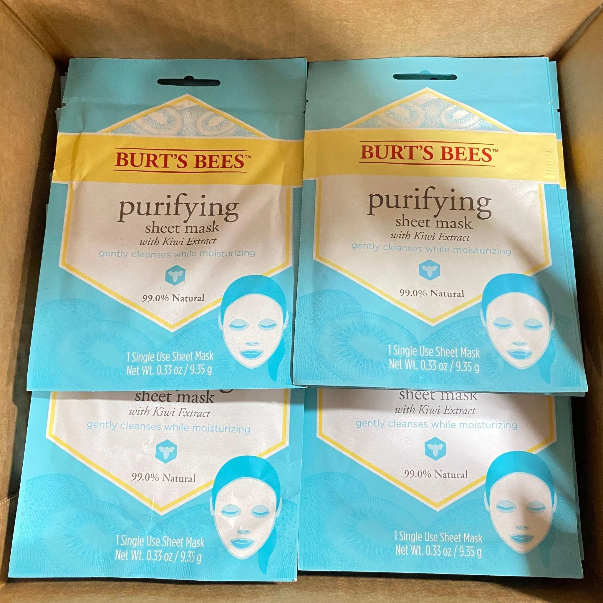 Burt's Bees Purifying Sheet Mask with Kiwi Extract gently cleanses while moisturizing 99.0% ( 96 Pcs Box )