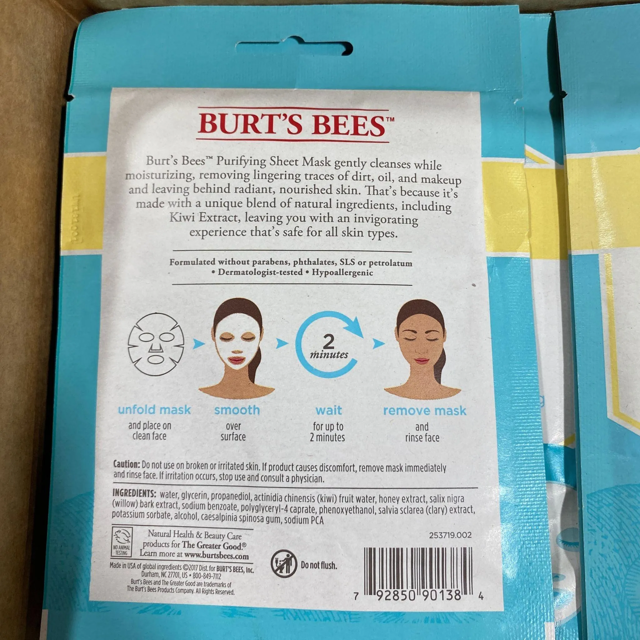 Burt's Bees Purifying Sheet Mask with Kiwi Extract gently cleanses while moisturizing 99.0% ( 96 Pcs Box )