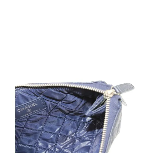 CHANEL Navy Blue Caviar Leather Makeup Pouch