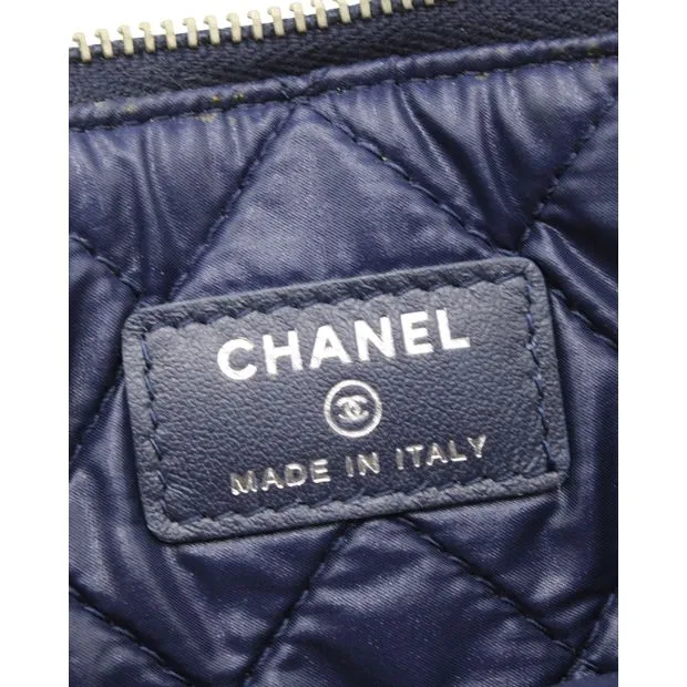 CHANEL Navy Blue Caviar Leather Makeup Pouch