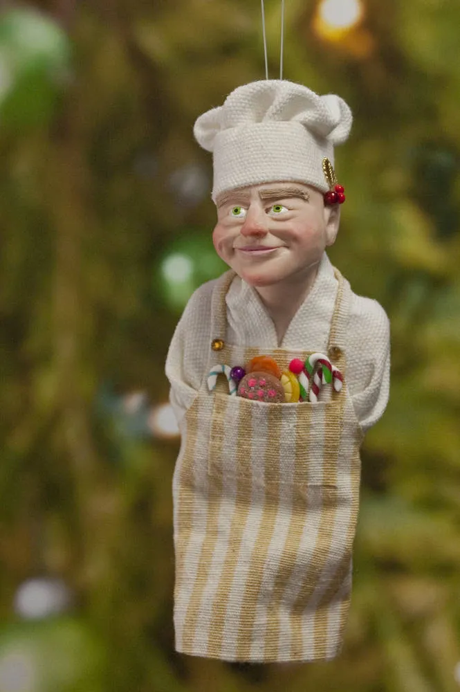 Chef Decoration Christmas - North Pole Elf - delightful gift for the chef - Cooking Apron with a Pocket full of Candy Canes