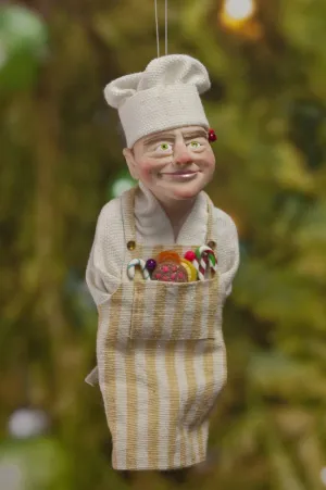 Chef Decoration Christmas - North Pole Elf - delightful gift for the chef - Cooking Apron with a Pocket full of Candy Canes