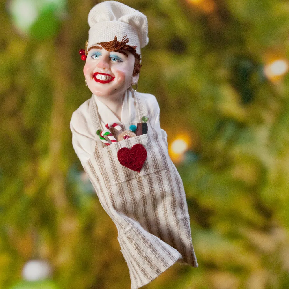 Chef Decoration Christmas - North Pole Elf - delightful gift for the chef - Cooking Apron with a Pocket full of Candy Canes