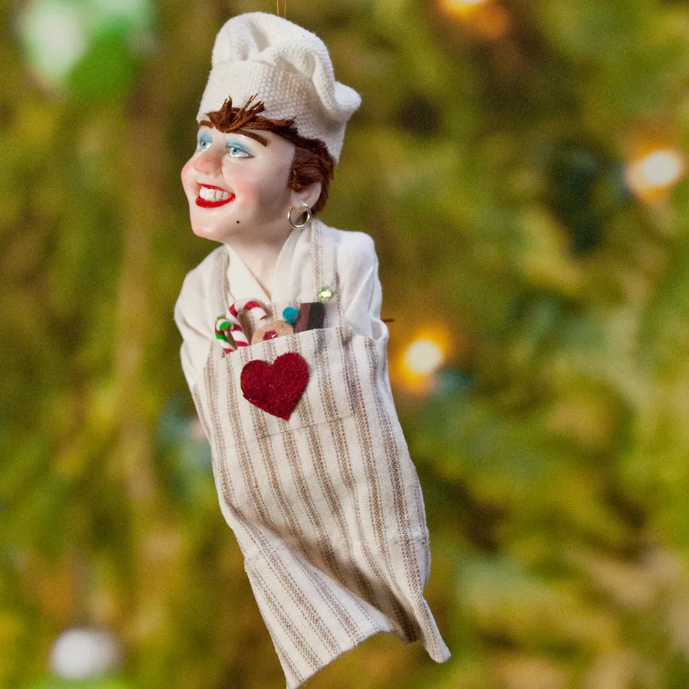 Chef Decoration Christmas - North Pole Elf - delightful gift for the chef - Cooking Apron with a Pocket full of Candy Canes
