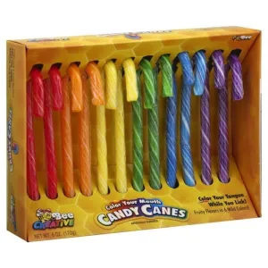 Christmas Bee Creative Color Your Mouth Candy Canes - 12 Count