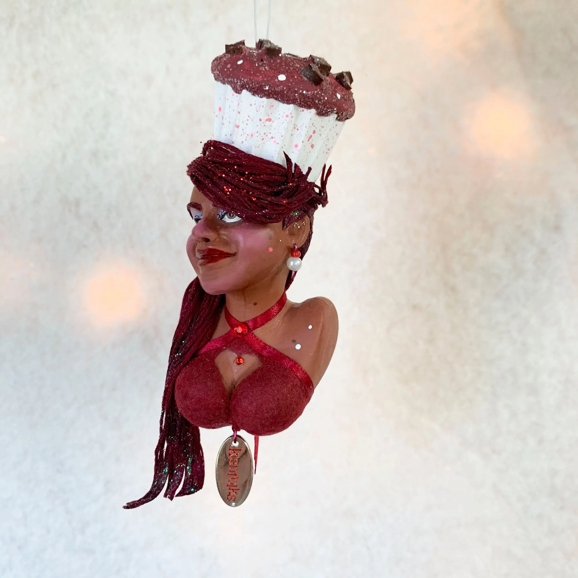 Christmas Sweets hanging ornament - Indoor Christmas tree decorations - Chocolate velvet cake