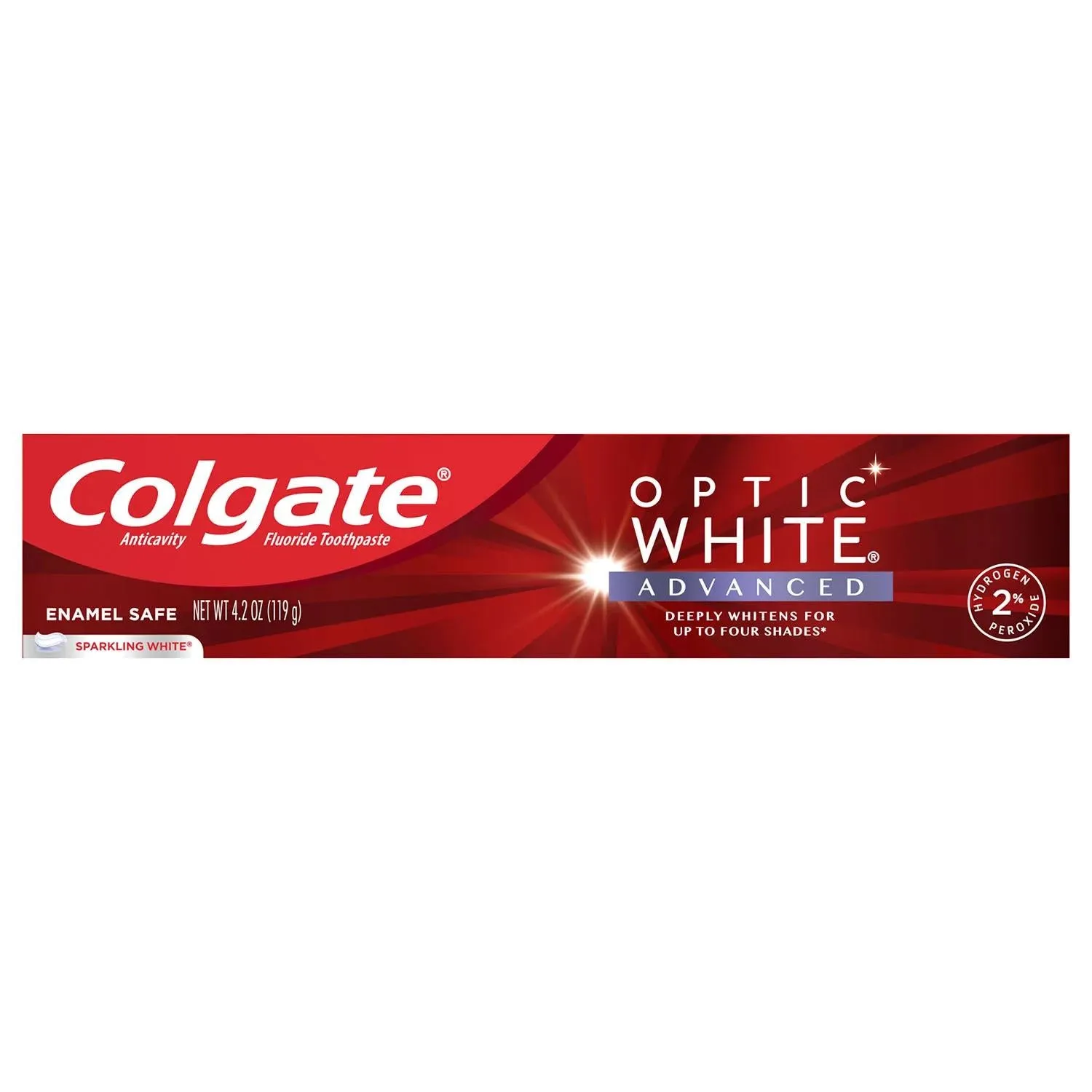Colgate Optic White Advanced Teeth Whitening Toothpaste, Sparkling White, 4.2 oz., 5 pk.