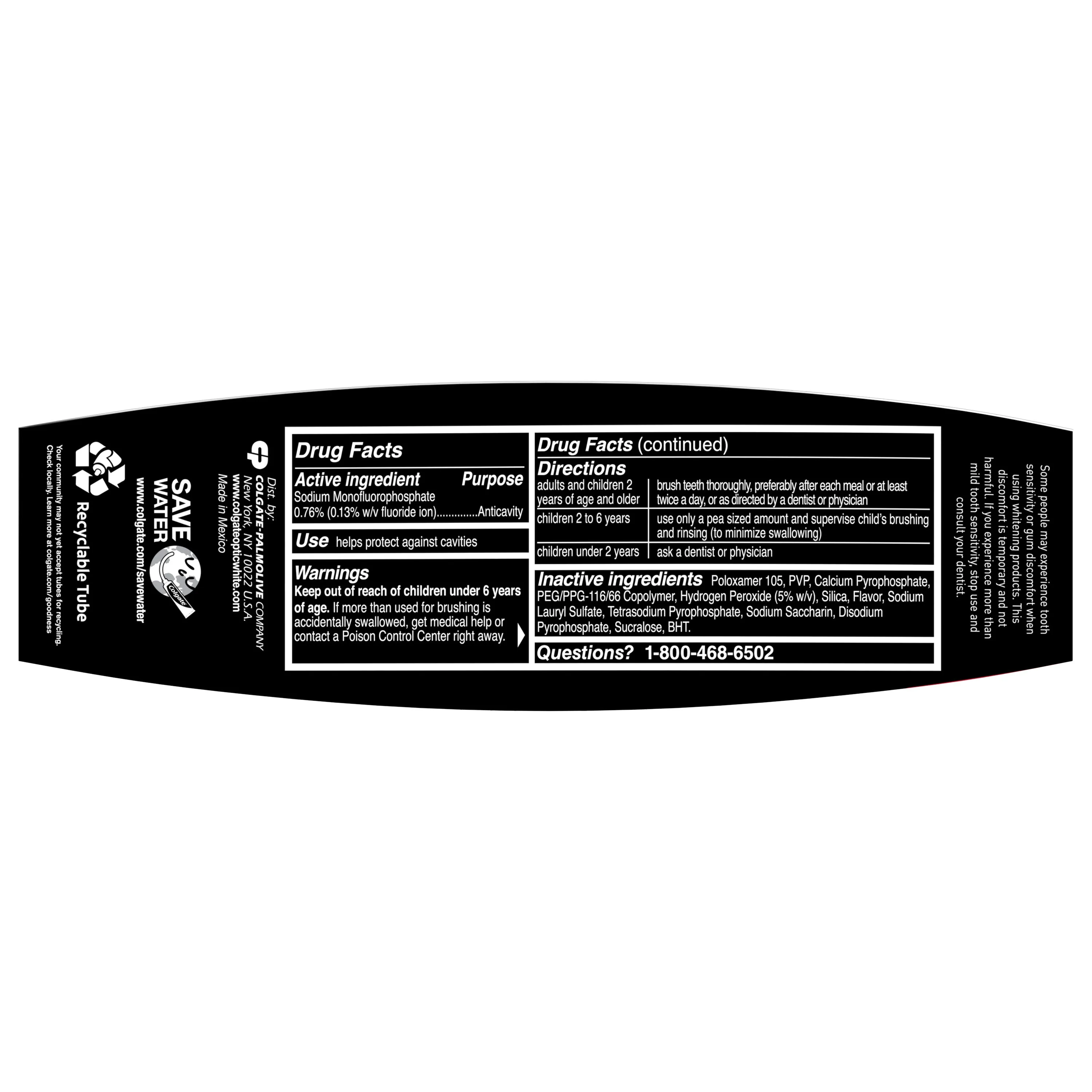 Colgate Optic White Pro Series Whitening Toothpaste with 5% Hydrogen Peroxide, Stain Prevention, 3 oz Tube, 2 Pack
