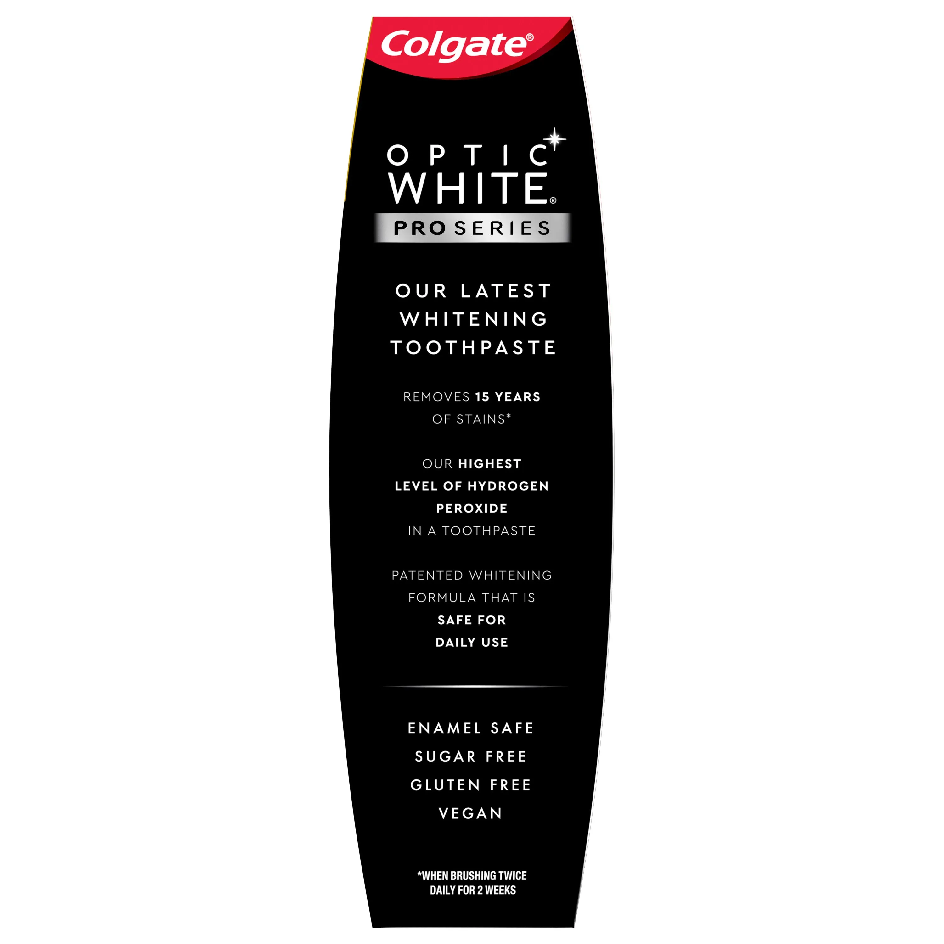 Colgate Optic White Pro Series Whitening Toothpaste with 5% Hydrogen Peroxide, Stain Prevention, 3 oz Tube, 2 Pack
