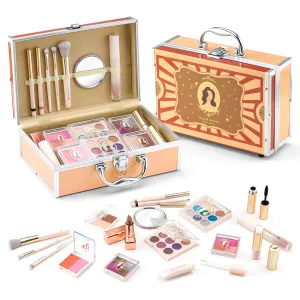 Color Nymph All In One Makeup Kit For Kids Ages 5-16, Beginners Makeup Set For Teens Non-Toxic Cosmetic Set Girl Make up Kit For Girls 18 color eyeshadow 4 color Glitter & Lipgloss Blush Mirror - Red