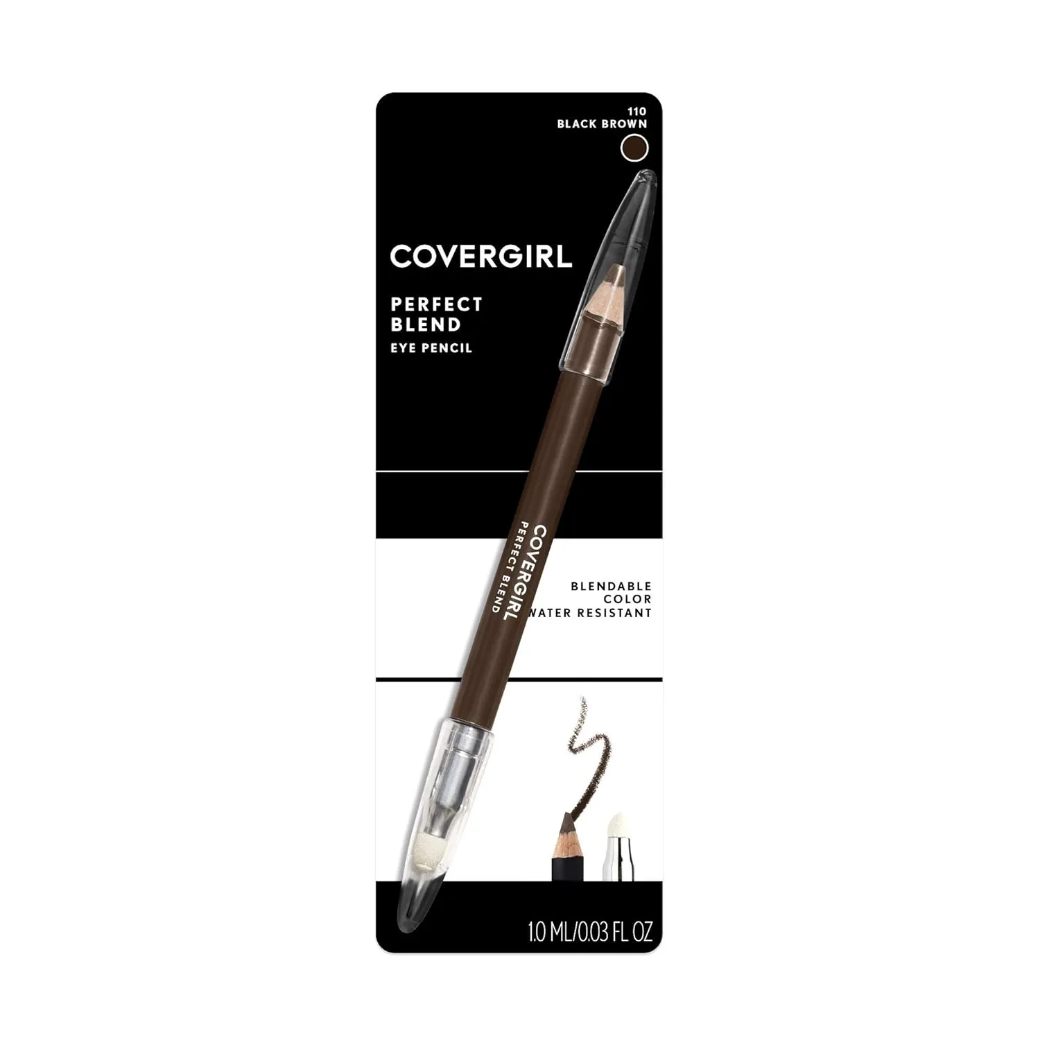 COVERGIRL Perfect Blend Eyeliner Pencil, Black Brown .03 oz (850 mg) (Packaging may vary) (Pack of 2)