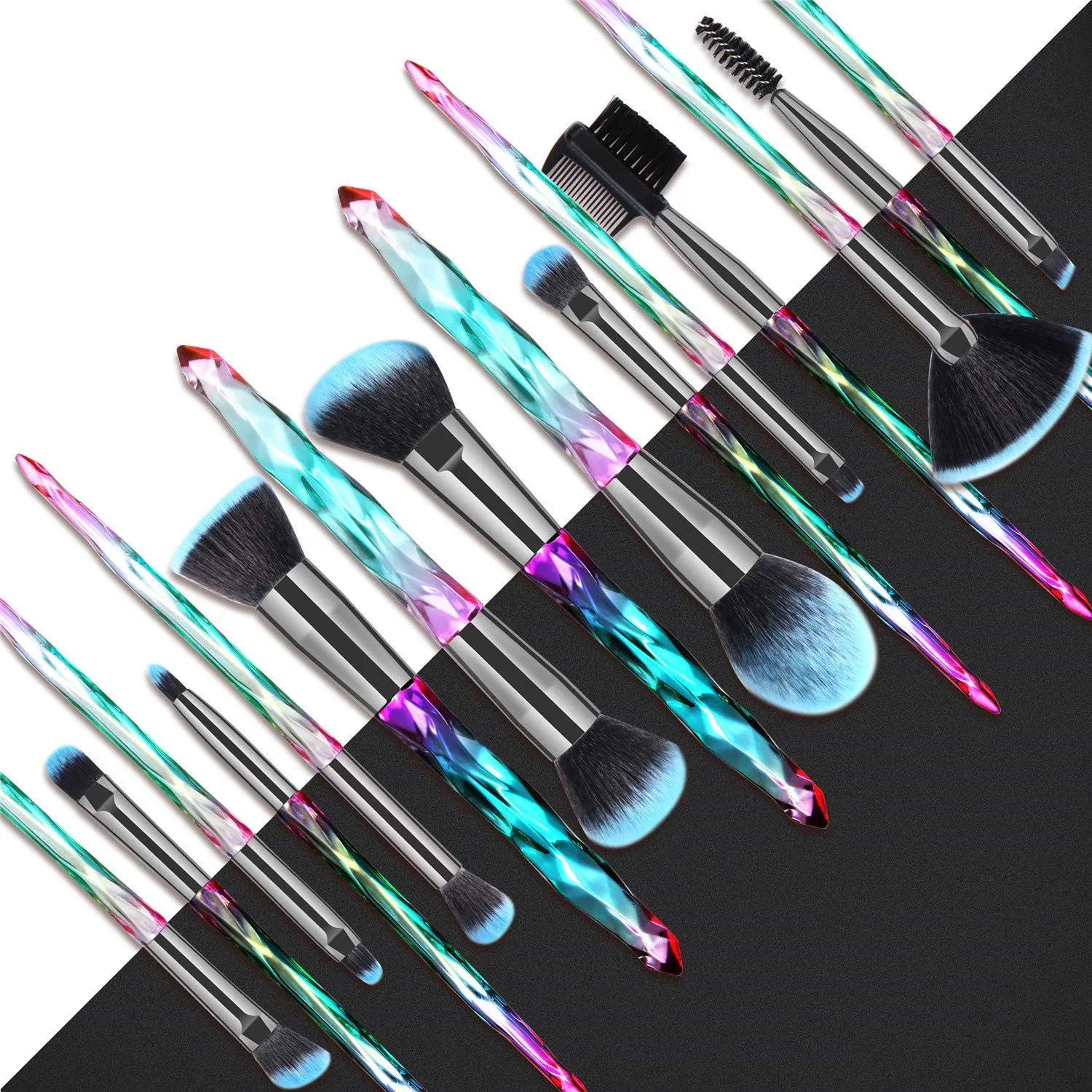 Crystal-15pcs Green Makeup Brush Sets