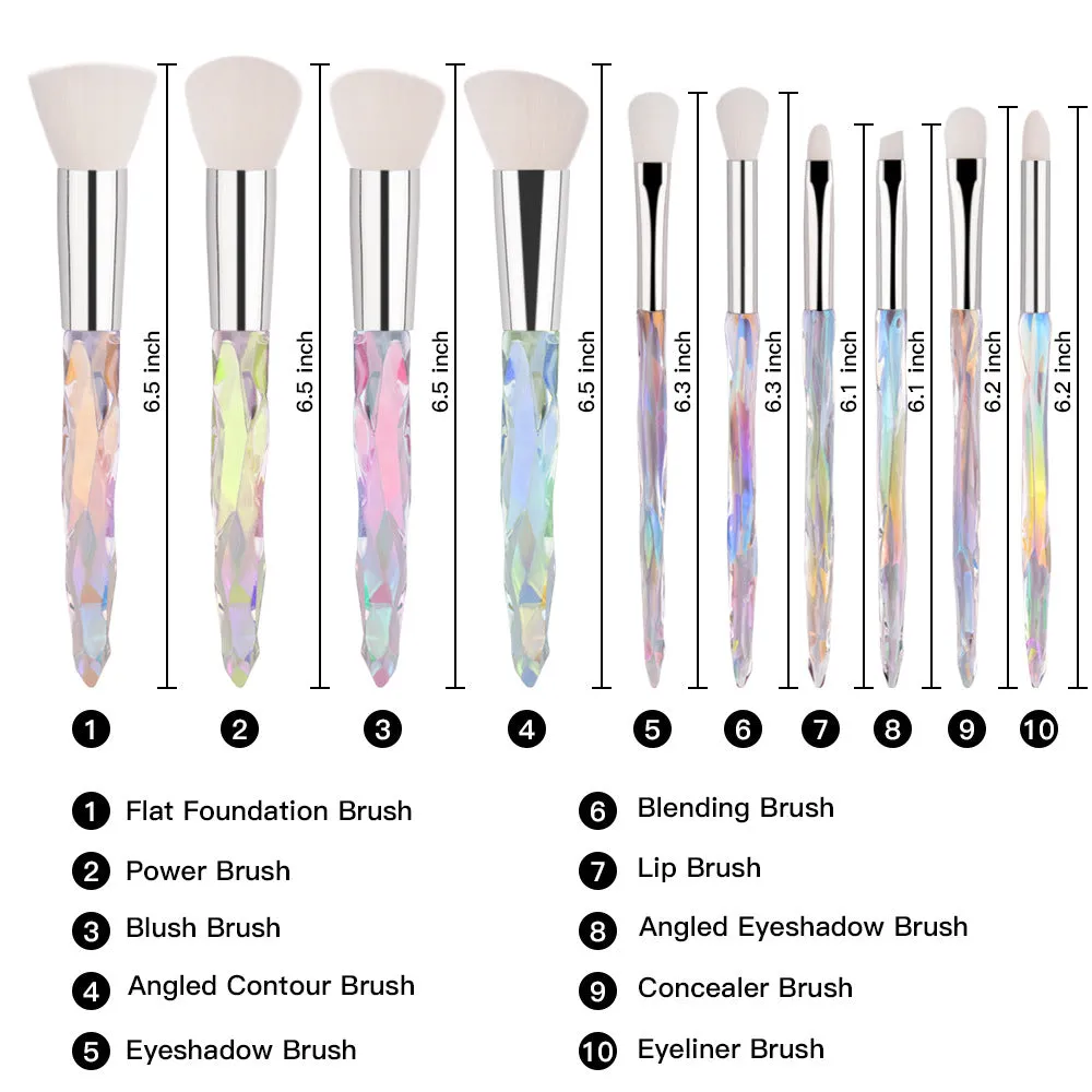 Crystal Makeup Brushes Sets-white