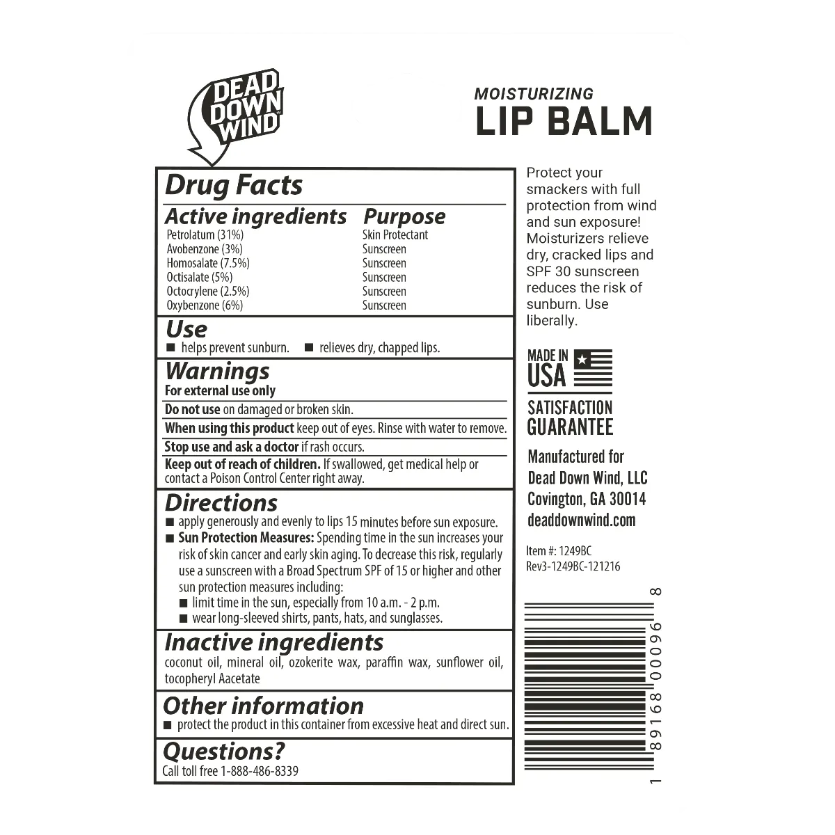 Dead Down Wind Broad Spectrum SPF 30 Lip Balm - 2 Pack
