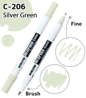 DELETER NEOPIKO-Color Silver Green (C-206) Alcohol-based Dual Tipped Marker