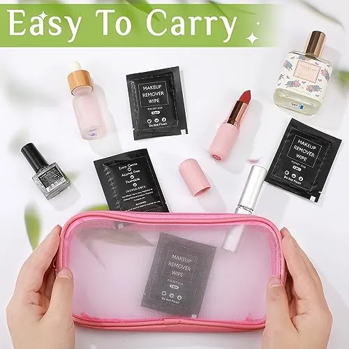Demissle 200 Pieces Bulk Makeup Remover Wipes Individually Wrapped Face Cleansing Wipes Towelette Makeup Remover Cloth Pads for Face Cleansing Skin Care Makeup Remove (Black)