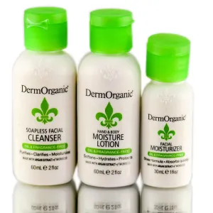 DermOrganic Skin Care Sampler 3PCS Cleanser, Moisturizer, Lotion