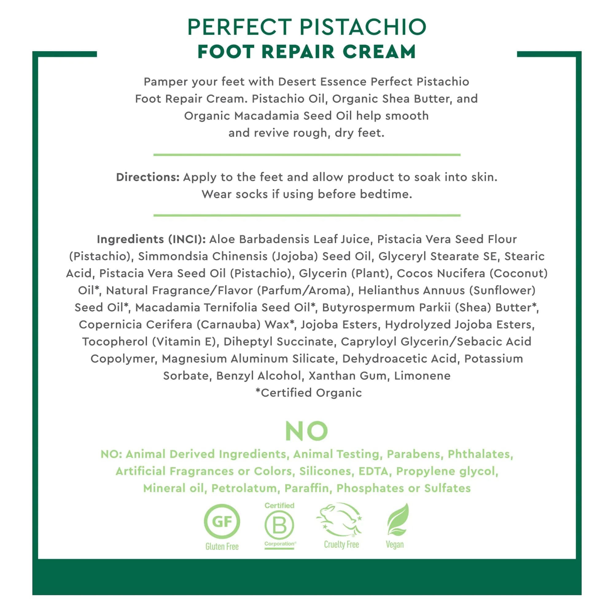 Desert Essence Pistachio Foot Repair Cream - 3.5 Fl Ounce - Pack of 3 - Restores Softness - Skin Repair & Renewal - Pistachio Nut Oil - Shea Butter - Macadamia Seed Oil - Cruelty-Free