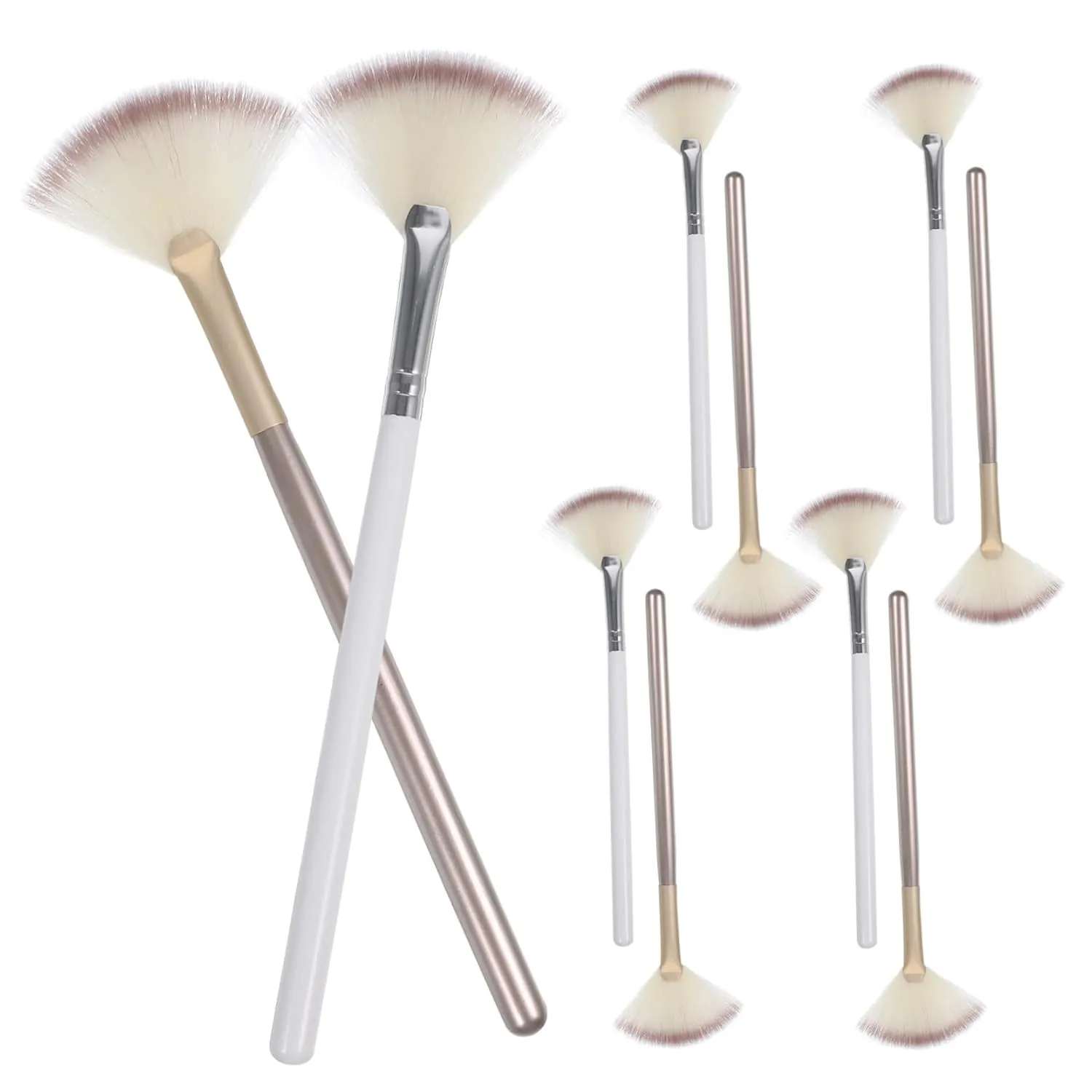 Didiseaon Fan Makeup Brush Set 10pcs Soft and Gentle Brushes for Estheticians Powder Applicator Travel-friendly