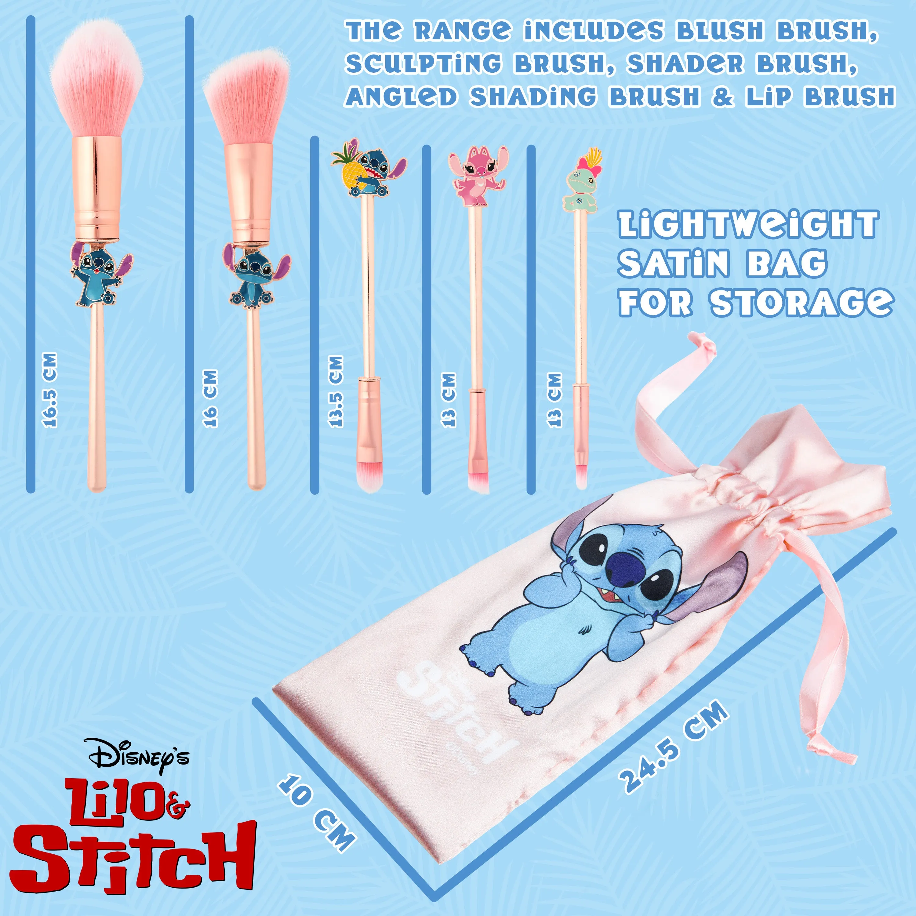 Disney Stitch Makeup Brush Set for Women - Pink