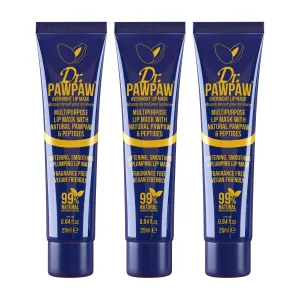 Dr.PAWPAW Overnight Lip Mask - Multi-Purpose Balm, Natural Pawpaw & Peptides Smooth Skin, Cracked Lips, Vegan, Ethical Beauty & Fregrance Free (3 x 25 ml)